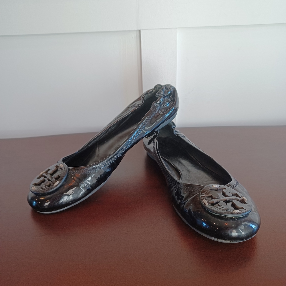 Tory Burch Black Patent Leather Ballet Flats